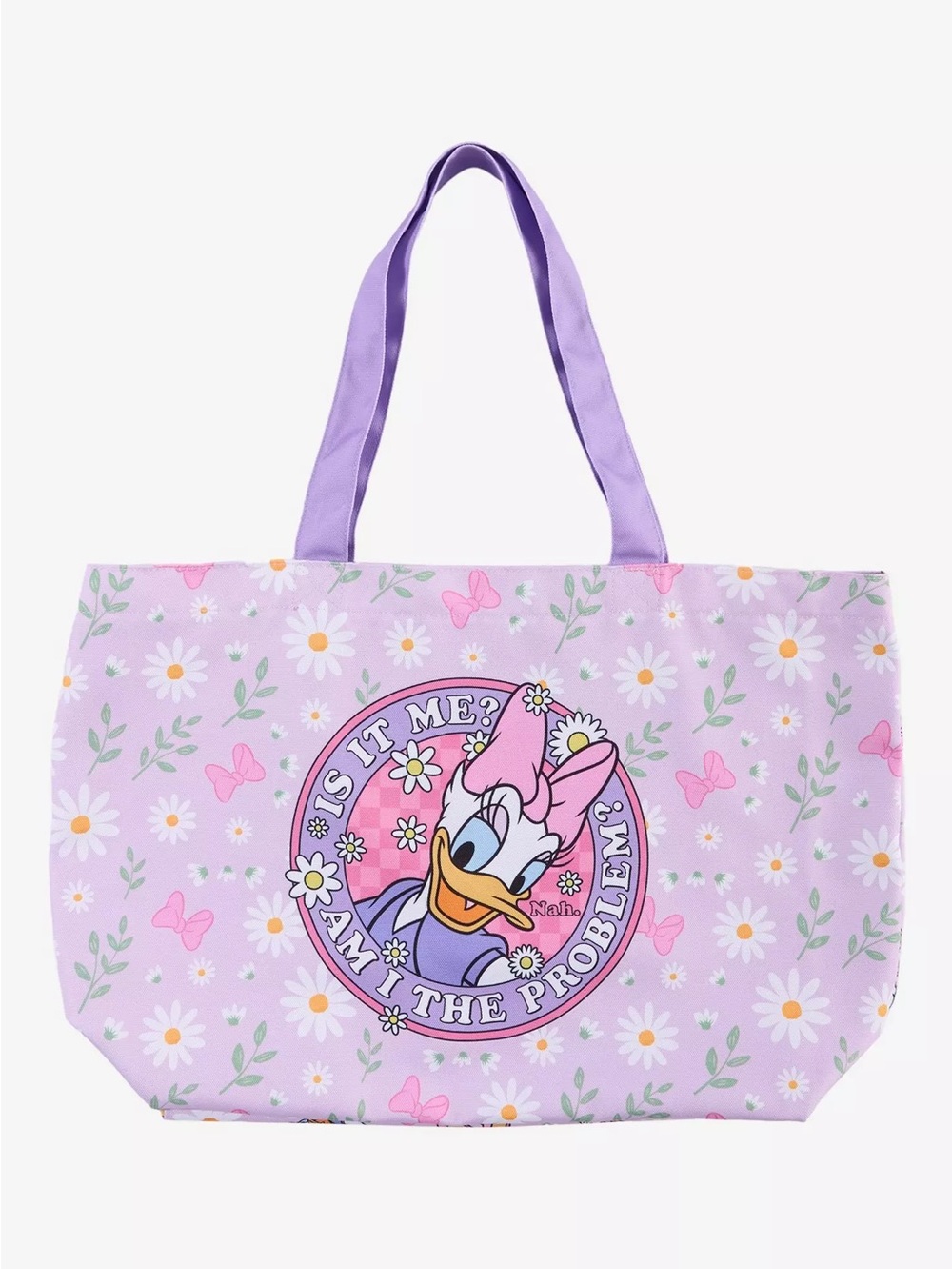 Loungefly Disney Daisy Duck Lavender Floral Large Canvas Tote Bag